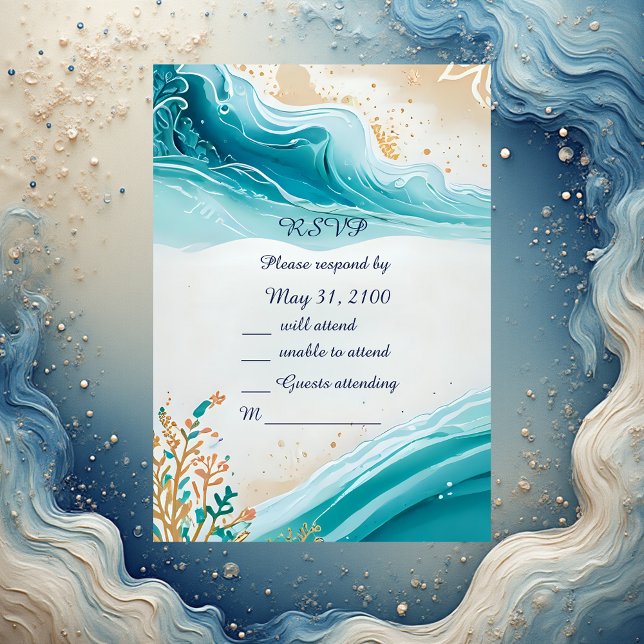 blue coastal vibe wedding rsvp card (Creator Uploaded)
