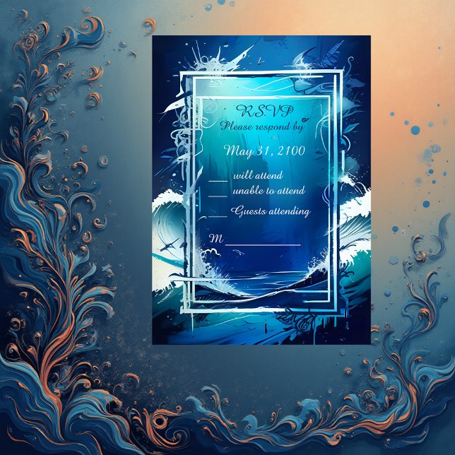 blue coastal vibe wedding rsvp card (Creator Uploaded)