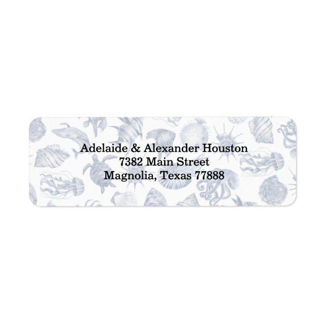 Blue Coastal Wedding Address Return Address Label (Front)