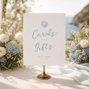 Blue Coastal Wedding Cards and Gifts Sign