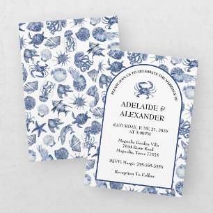 Blue Coastal Wedding Invitation