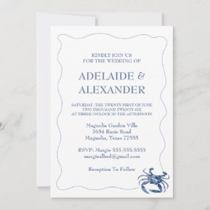 Blue Coastal Wedding Invitation