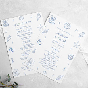 Blue Coastal Wedding Program