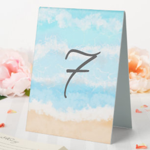 Blue Coastal Wedding Table Numbers and Names