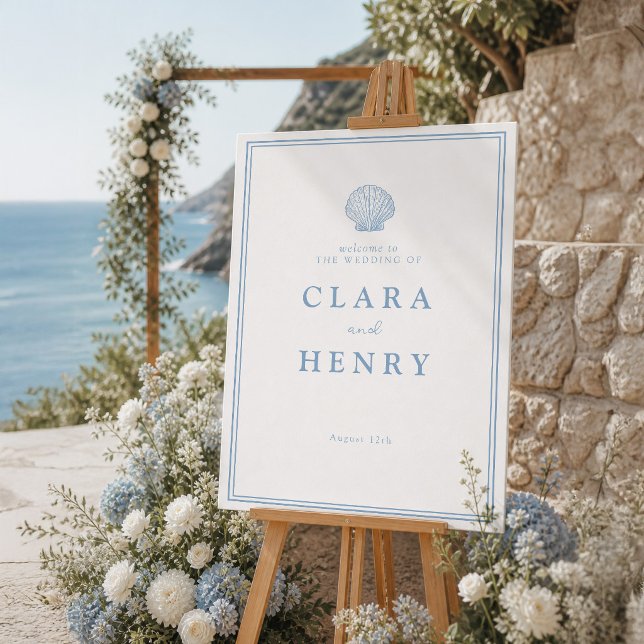Blue Coastal Wedding Welcome Sign (Creator Uploaded)