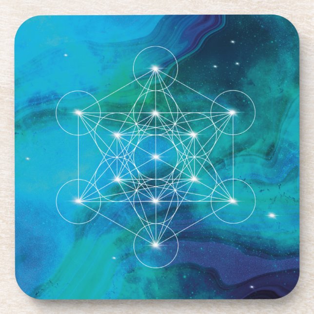 Blue,coaster, cosmos, Métatron, sacred geometric,a Coaster (Front)