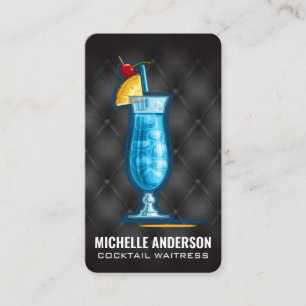 Blue Cocktail Drink Bartender Restaurant Business Card