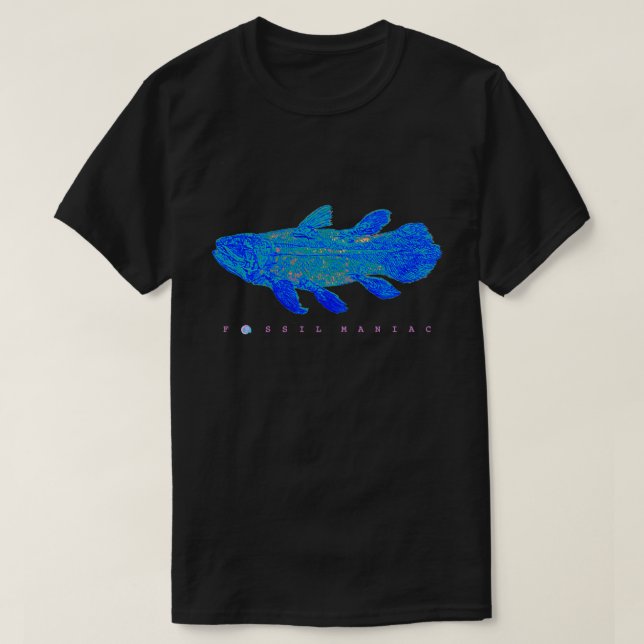 Blue Coelacanth Fossil T-Shirt (Design Front)