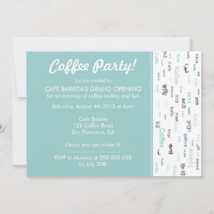 Blue Coffee store/ cafe shop opening invitations