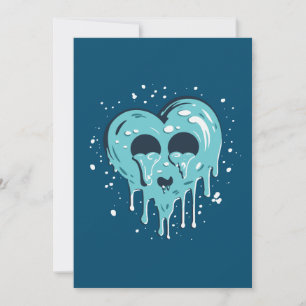 blue cold frozen heart is melting from love holiday card