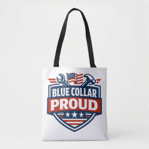 Blue Collar Proud American Worker Tote Bag