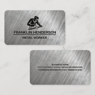Blue Collar Steel Welder Working Logo Business Card