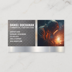 Blue Collar Welder Worker   Steel Sparks Business Card