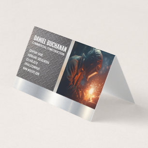 Blue Collar Welder Worker   Steel Sparks Business Card