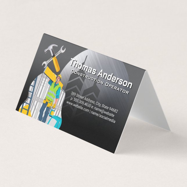 Blue Collar Worker | Construction Tools Business Card (Front)