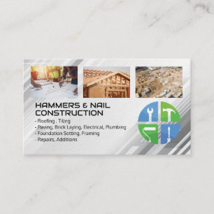 Blue Collar Workers   Builder Icons Business Card