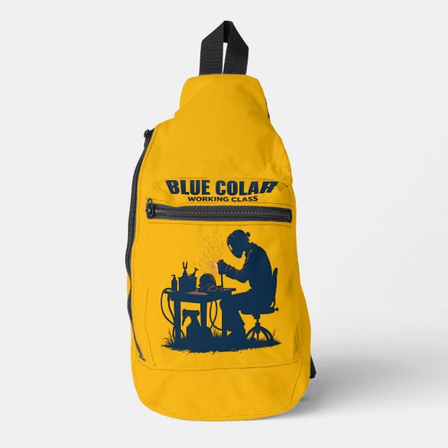 Blue Collar Working Class Welding Pride Sling Bag (Front)