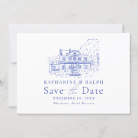 Blue Colonial House/Mansion/Manor Save the Date