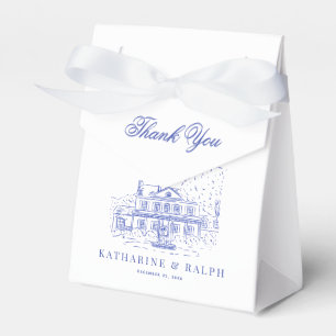 Blue Colonial House/Mansion/Manor Wedding Favour Box