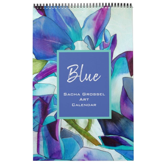 Blue color watercolor art calendar Sacha Grossel (Cover)