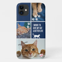 Blue Colorblock Cat Photo Collage Monogram Pet