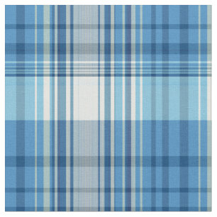 Blue Colored Plaid Fabric With White