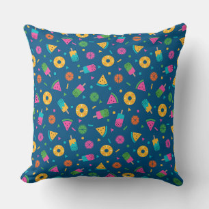 Blue colorful summer ice-cream pattern cushion