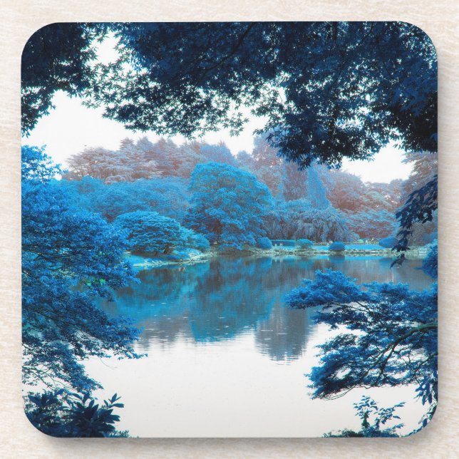 Blue colour effected cool, unique nature, lake coaster (Front)