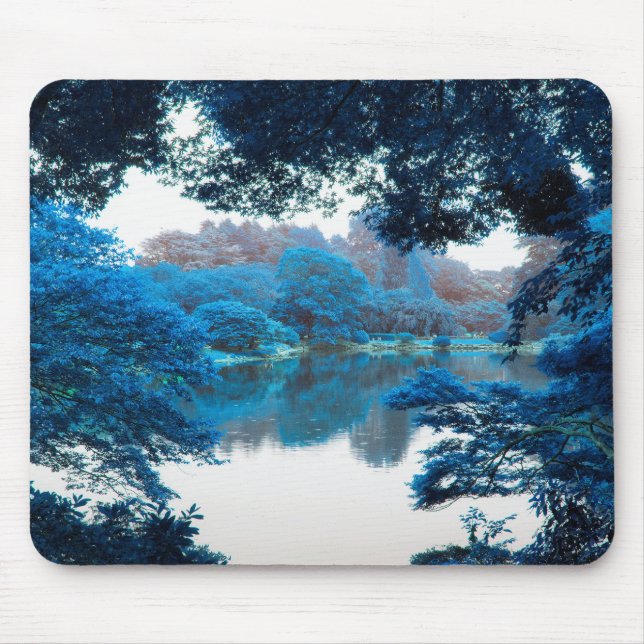 Blue colour effected cool, unique nature, lake mouse pad (Front)