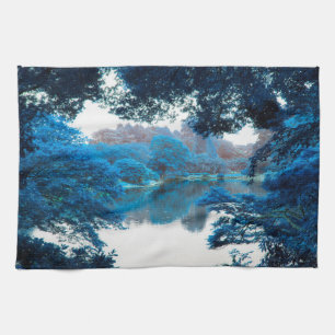 Blue colour effected cool, unique nature, lake tea towel