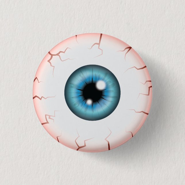 Blue Colour Eyeball Halloween Bloodshot Eyeball 3 Cm Round Badge (Front)