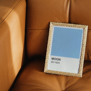 Blue Colour Moon Song - White Border Poster