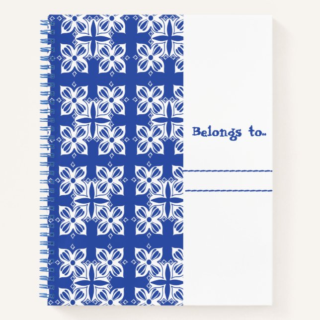 Blue colour patterned spiral Notebooks (Front)