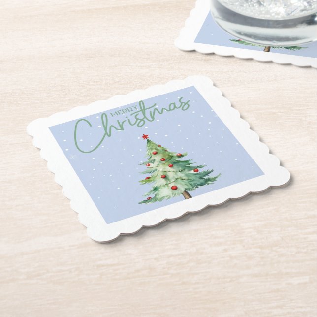 Blue Coloured Christmas Themed Coaster (Angled)