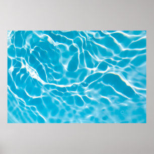 Blue coloured clear calm water surface texture wit poster