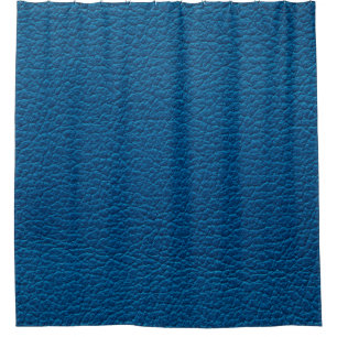 Blue coloured leather, textured surface shower curtain