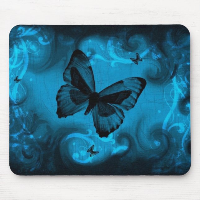 blue colourful butterfly vector art mouse pad (Front)