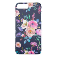 Blue & Colourful Flowers Bouquet Pattern