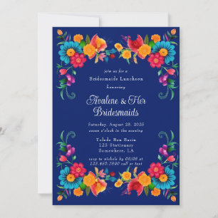 Blue Colourful Mexican Fiesta Bridesmaids Luncheon Invitation