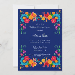 Blue Colourful Mexican Fiesta Wedding Couple Showe Invitation