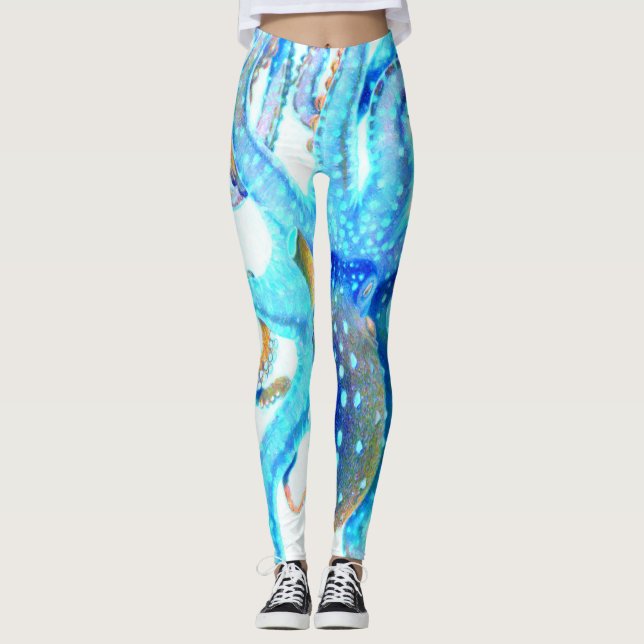 Blue colourful Octopus Leggings (Front)
