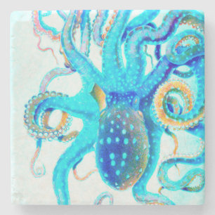 Blue colourful Octopus Stone Coaster