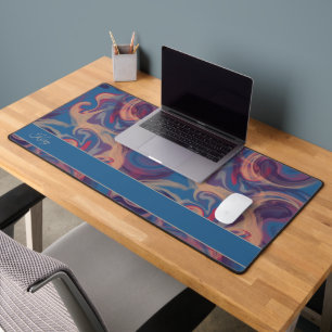 Blue & Colourful Swirling Watercolor Custom Desk Mat