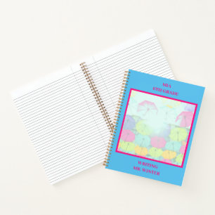 Blue Colourful Umbrellas Class Student Notebook