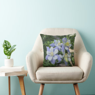 Blue Columbine Floral Nature Photograph Cushion