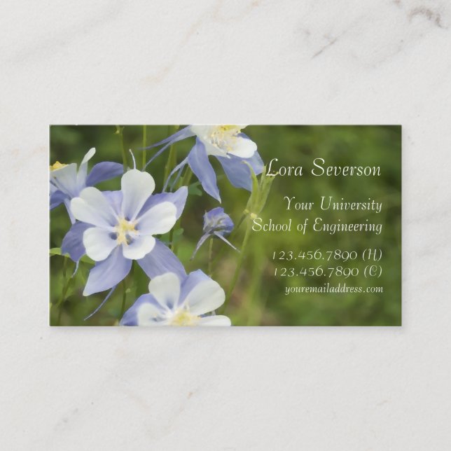 Blue Columbine Flowers Graduate Calling Card (Front)
