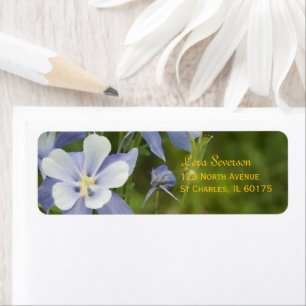 Blue Columbine Flowers Return Address Label