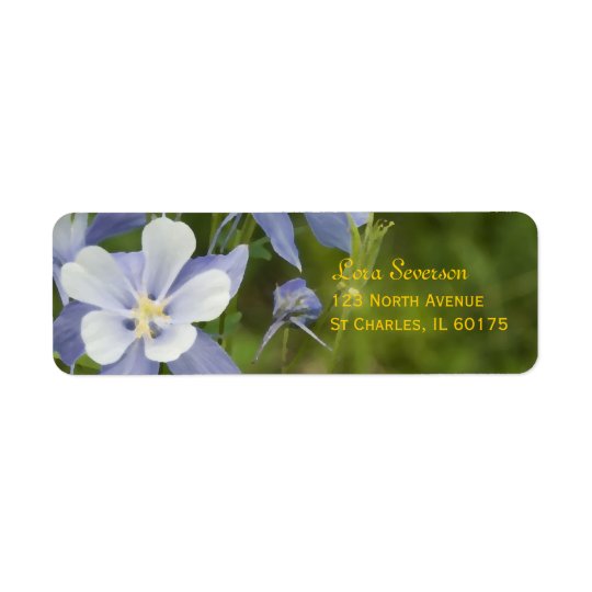 Blue Columbine Flowers Return Address Return Address Label