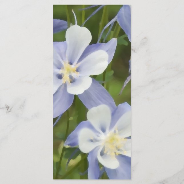 Blue Columbine Flowers Wedding Menu (Back)