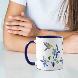 Blue Columbine Garden Hummingbird Mug